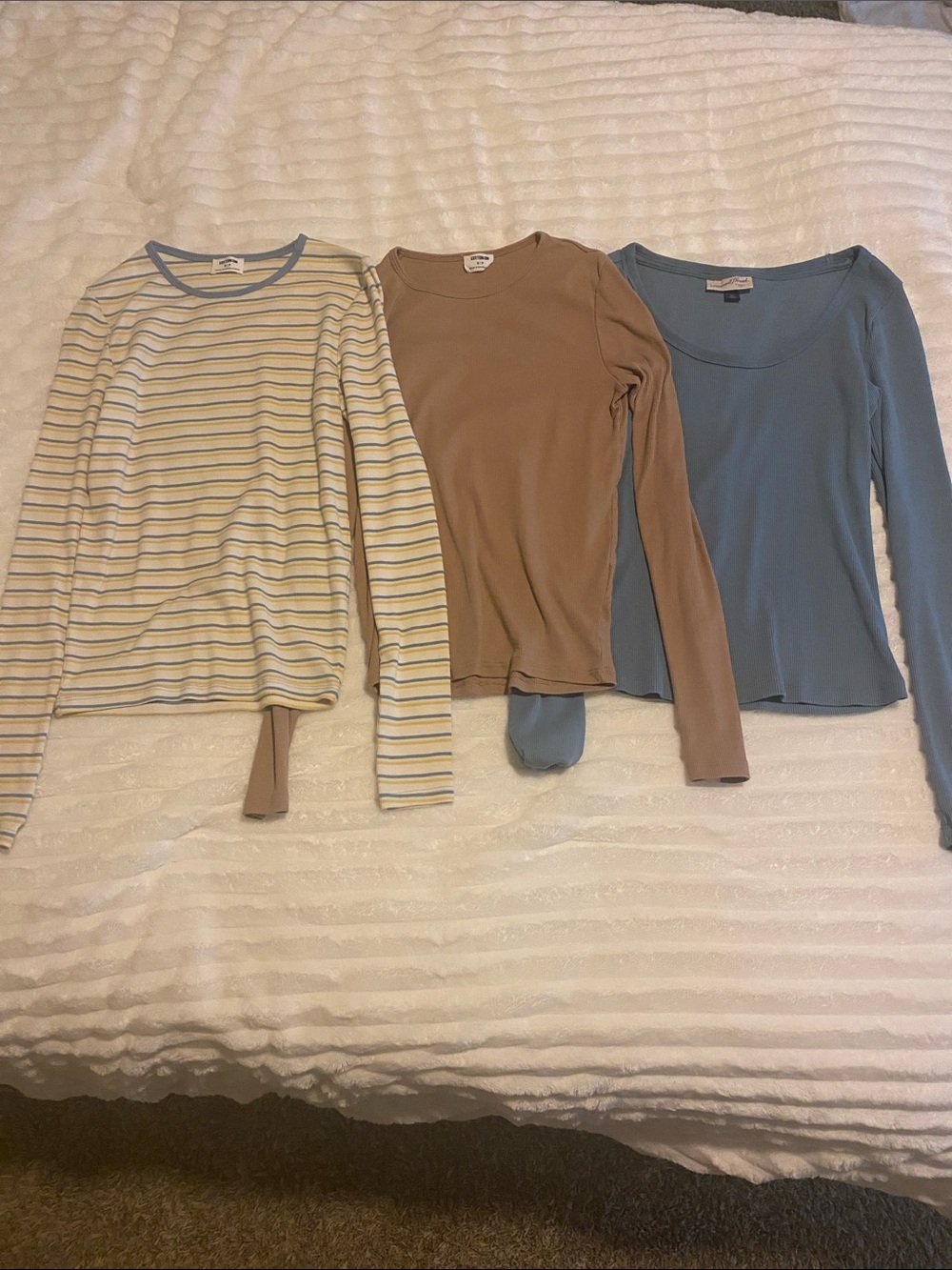 Cotton On Blue striped and Brown - Universal Thread blue Ribbed Scoop Neck Top